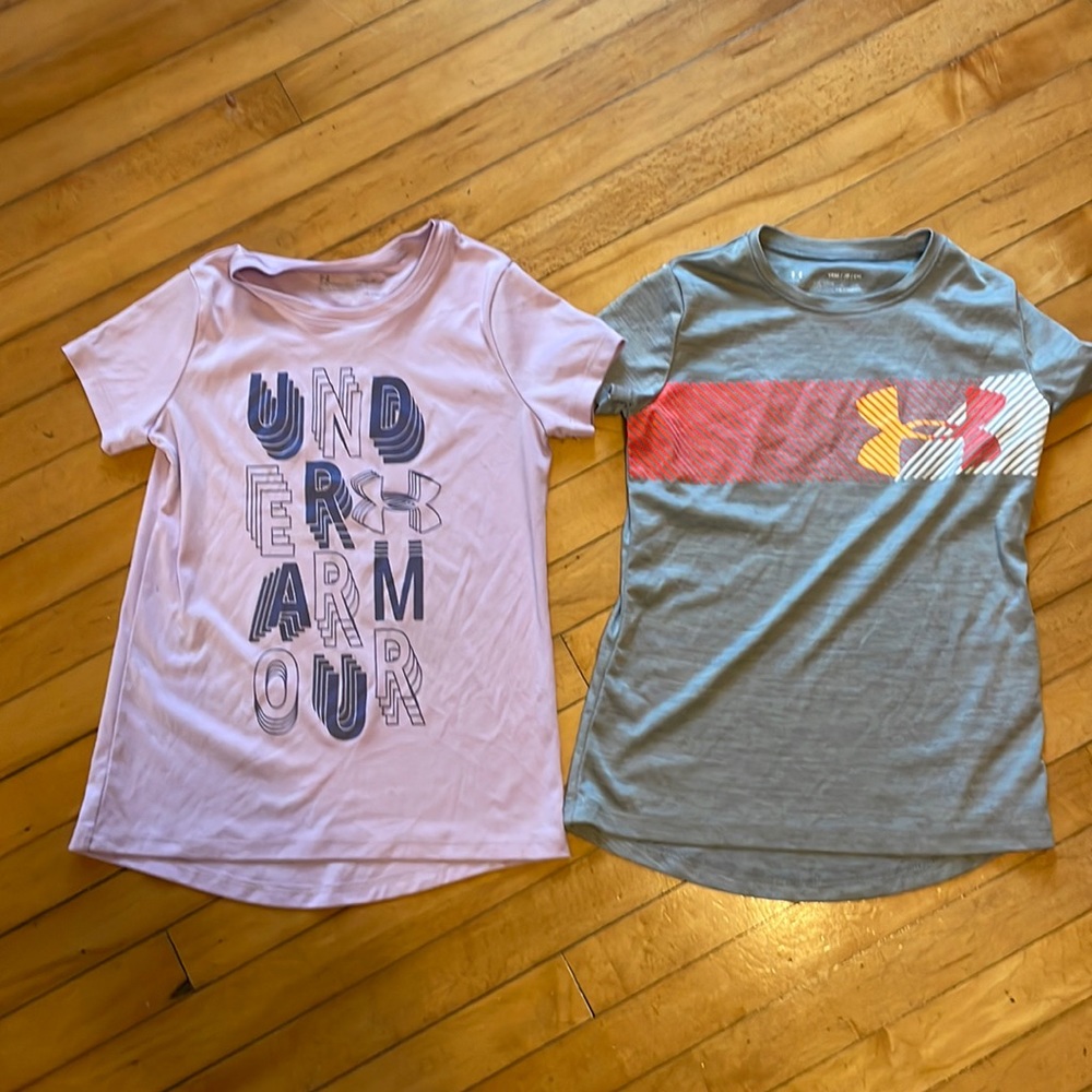 Bundle Under Armour Youth Girls T shirt small Heat Gear